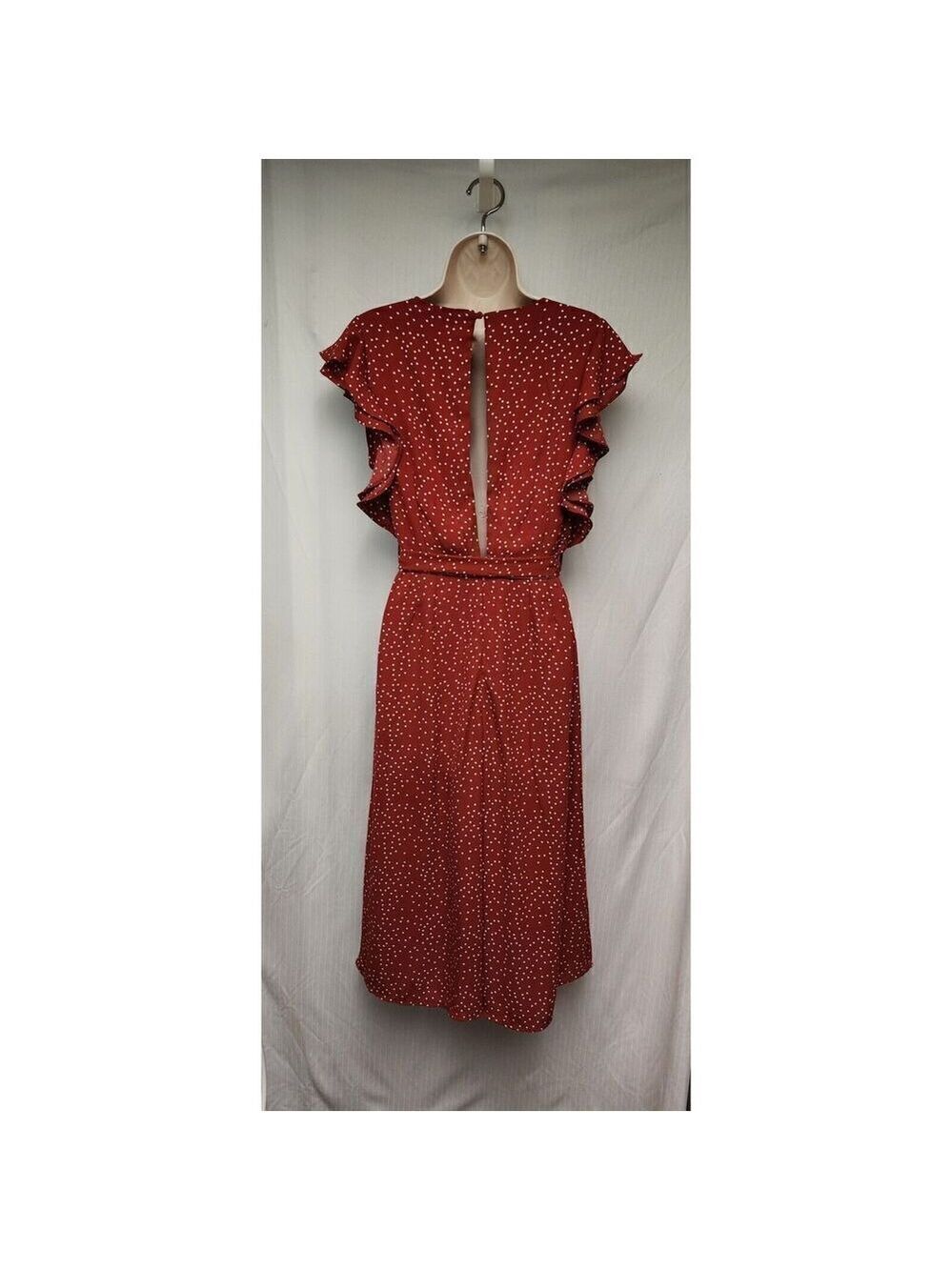 She+ SKY Polka-Dots Sleeveless V-Neck Cutout Back Color Red/White Romper Size M - Picture 8 of 8